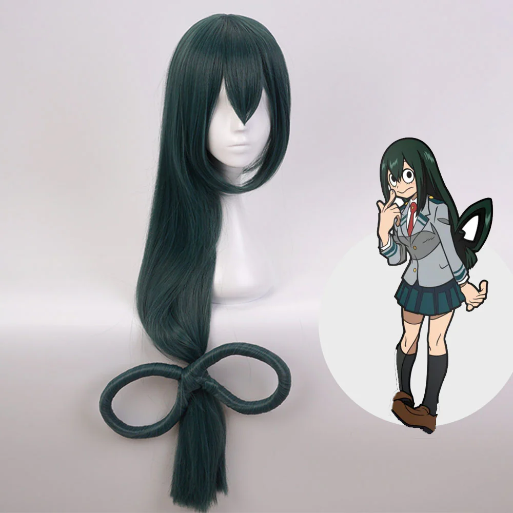 Anime My Hero Academia Asui Tsuyu Cosplay Wig Heat Resistant Sythentic Hair