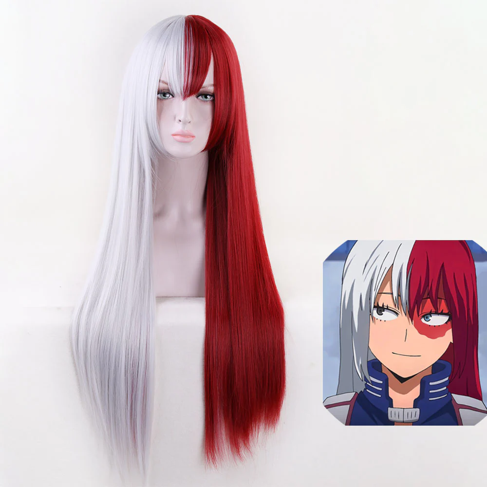 Anime My Hero Academia Female Todoroki Shoto Cosplay Wig Heat Resistant Sythentic Hair