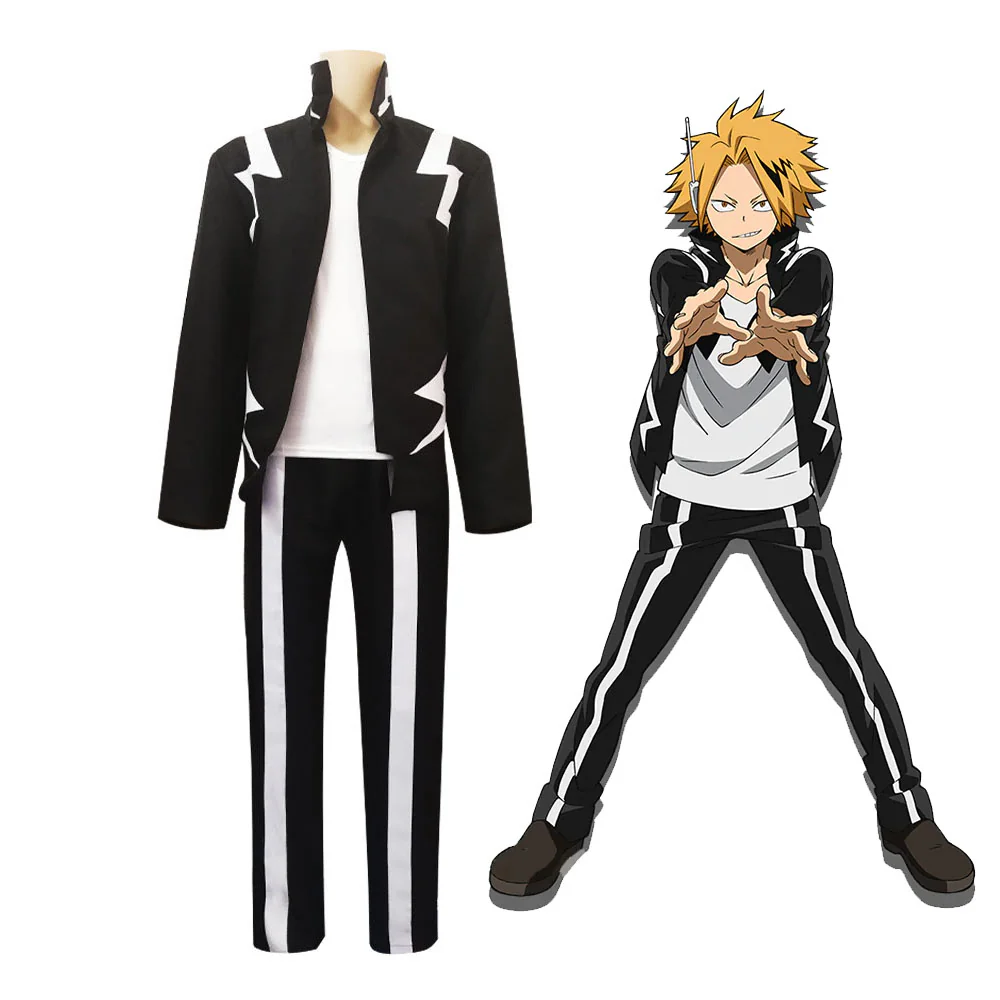 Anime My Hero Academia Kaminari Denki Cosplay Black Costume