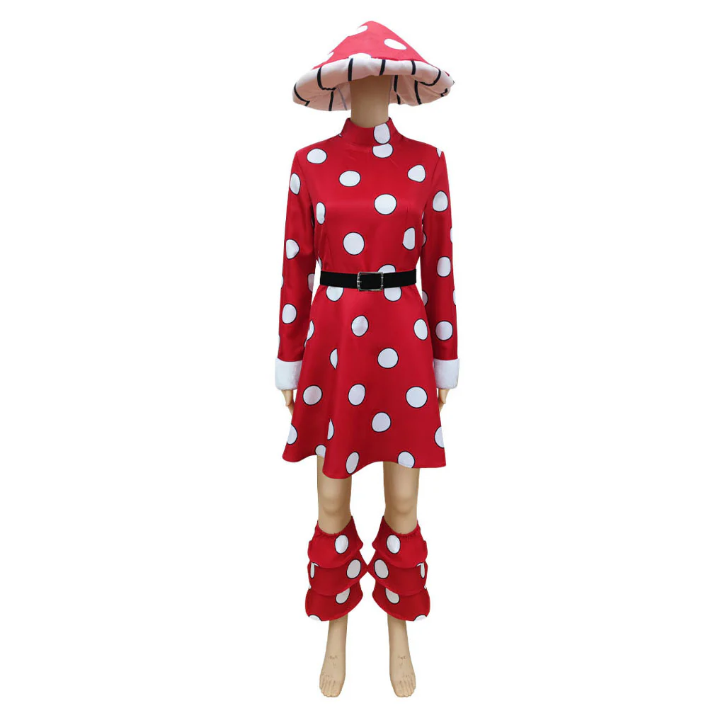 Anime My Hero Academia Komori Kinoko Cosplay Red Costume with Hat for Women and Kids - Image 2