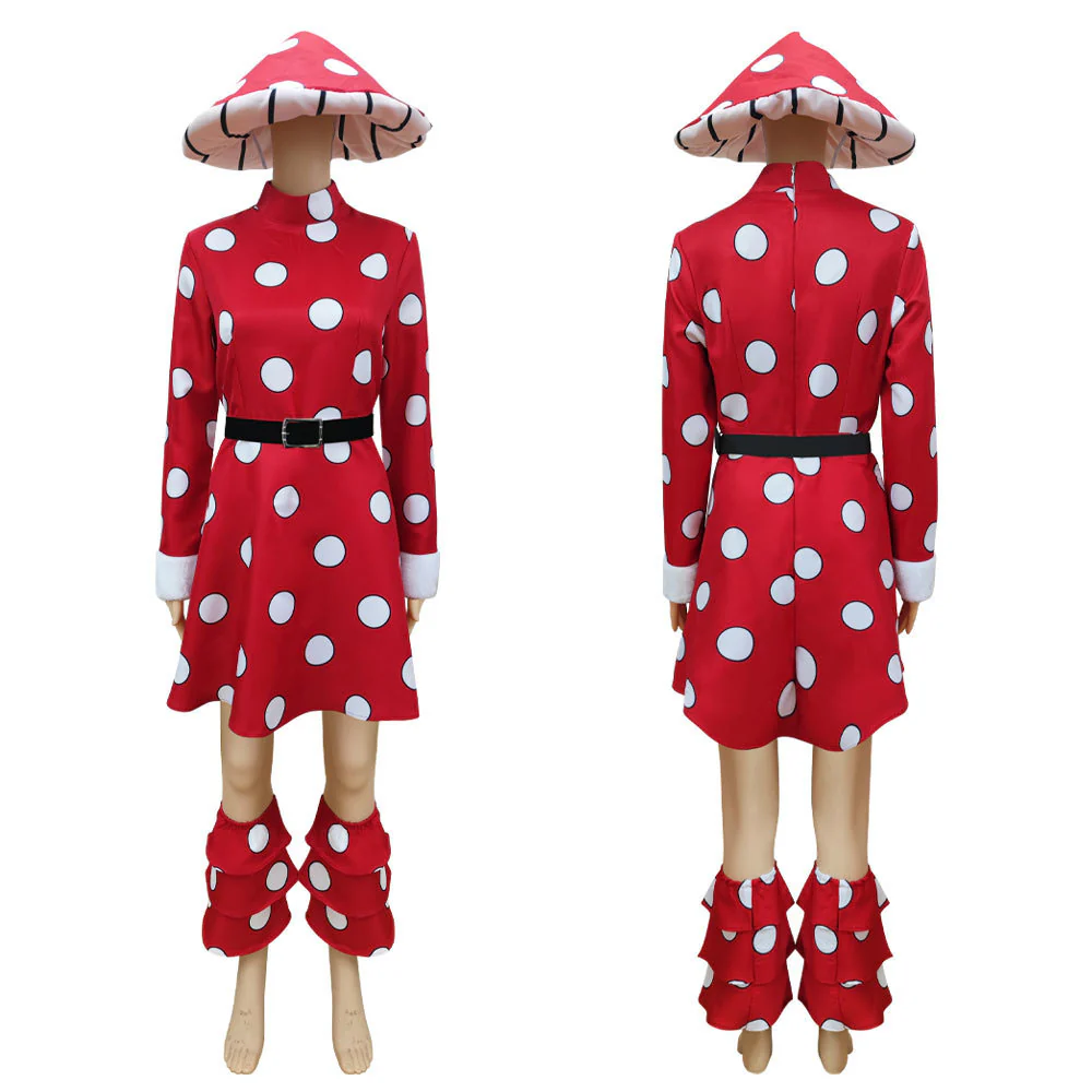 Anime My Hero Academia Komori Kinoko Cosplay Red Costume with Hat for Women and Kids - Image 5