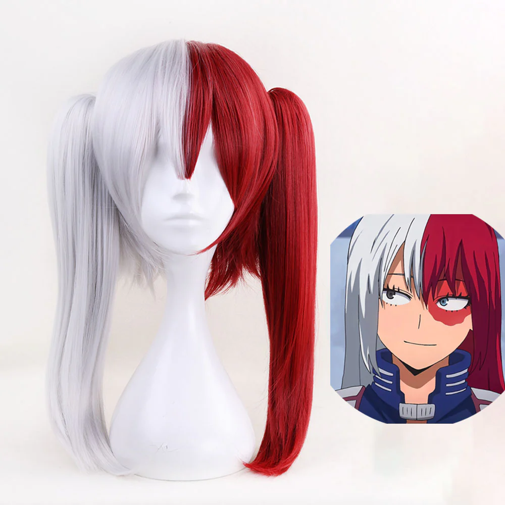Anime My Hero Academia Todoroki Shoto Female Cosplay Wig Heat Resistant Sythentic Hair