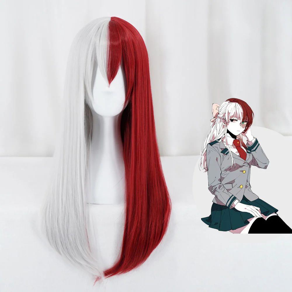 Anime My Hero Academia Todoroki Shoto Girl Cosplay Wig Heat Resistant Sythentic Hair