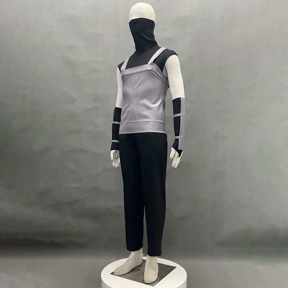 Anime Naruto Costume Hatake Kakashi Anbu Cosplay Mask Shirt Gray full Outfits with Accessories - Image 3