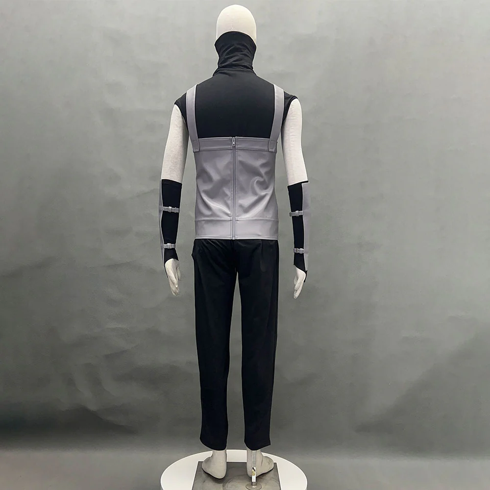 Anime Naruto Costume Hatake Kakashi Anbu Cosplay Mask Shirt Gray full Outfits with Accessories - Image 4