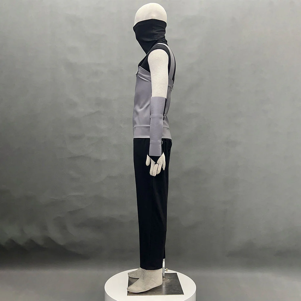 Anime Naruto Costume Hatake Kakashi Anbu Cosplay Mask Shirt Gray full Outfits with Accessories - Image 5