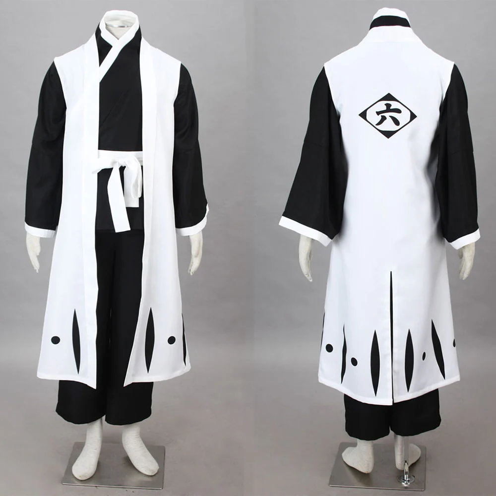 Bleach Costume Kuchiki Byakuya Cosplay Kimono Set 6th Division Captain Costume for Men and Kids - Image 5