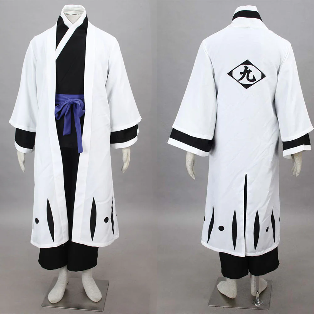 Bleach Costume Tosen Kaname Cosplay Kimono Set 9th Division Captain Costume for Men and Kids - Image 5