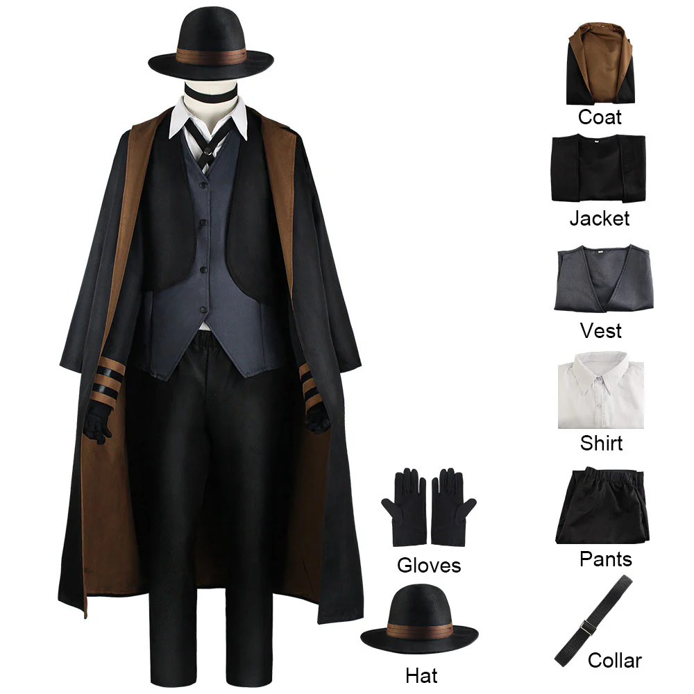 Bungou Stray Dogs Costume Chuuya Nakahara Cosplay full Outfit with Hat for Men - Image 5