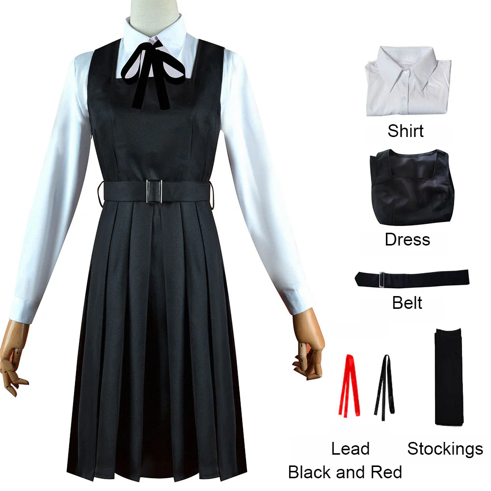Chainsaw Man Costume Mitaka Asa Cosplay Dress with Accessories for Women - Image 4