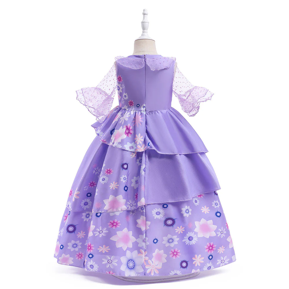 Girls Encanto Costume Isabella Cosplay Translucent Short Sleeves Princess Dress for Kids - Image 4