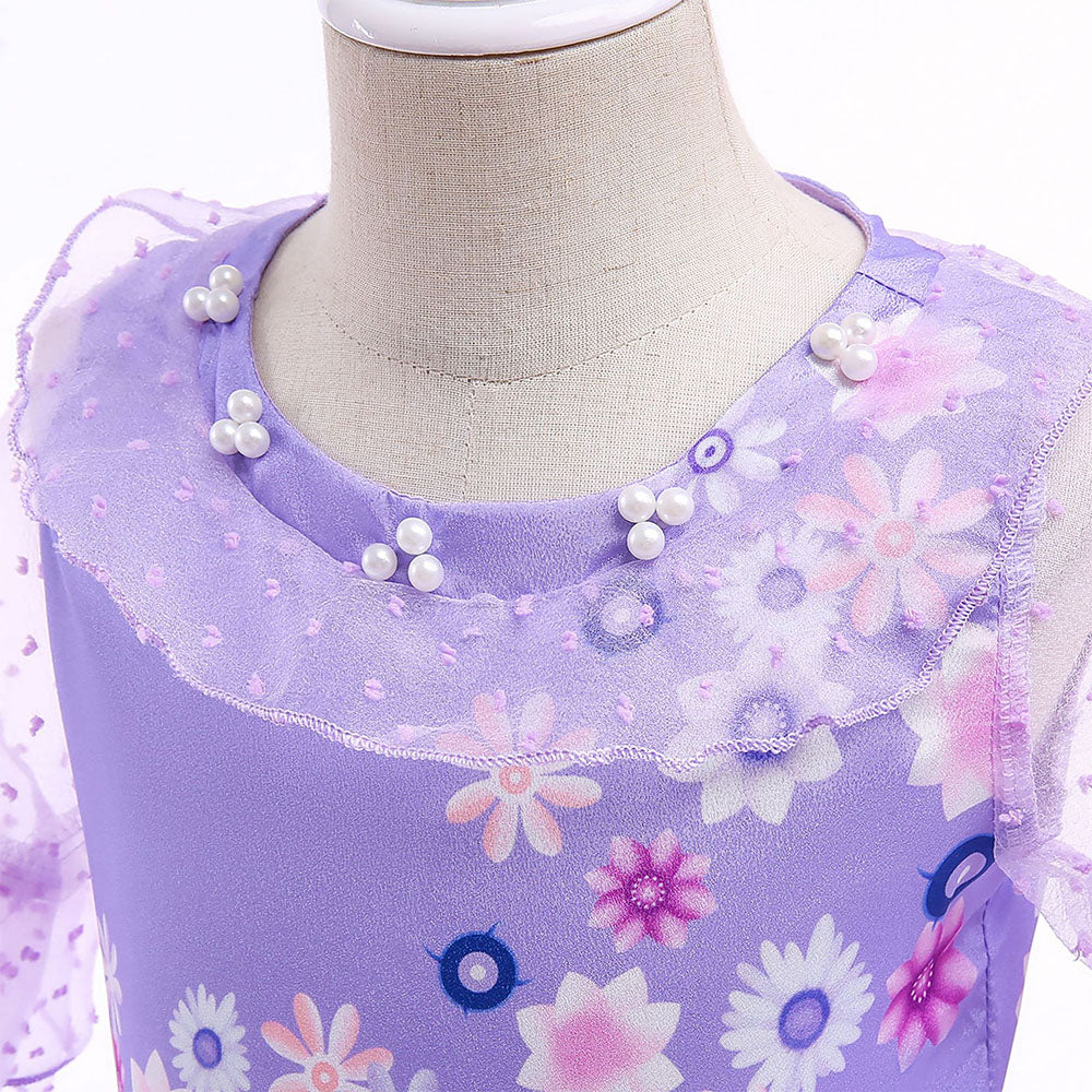 Girls Encanto Costume Isabella Cosplay Translucent Short Sleeves Princess Dress for Kids - Image 7