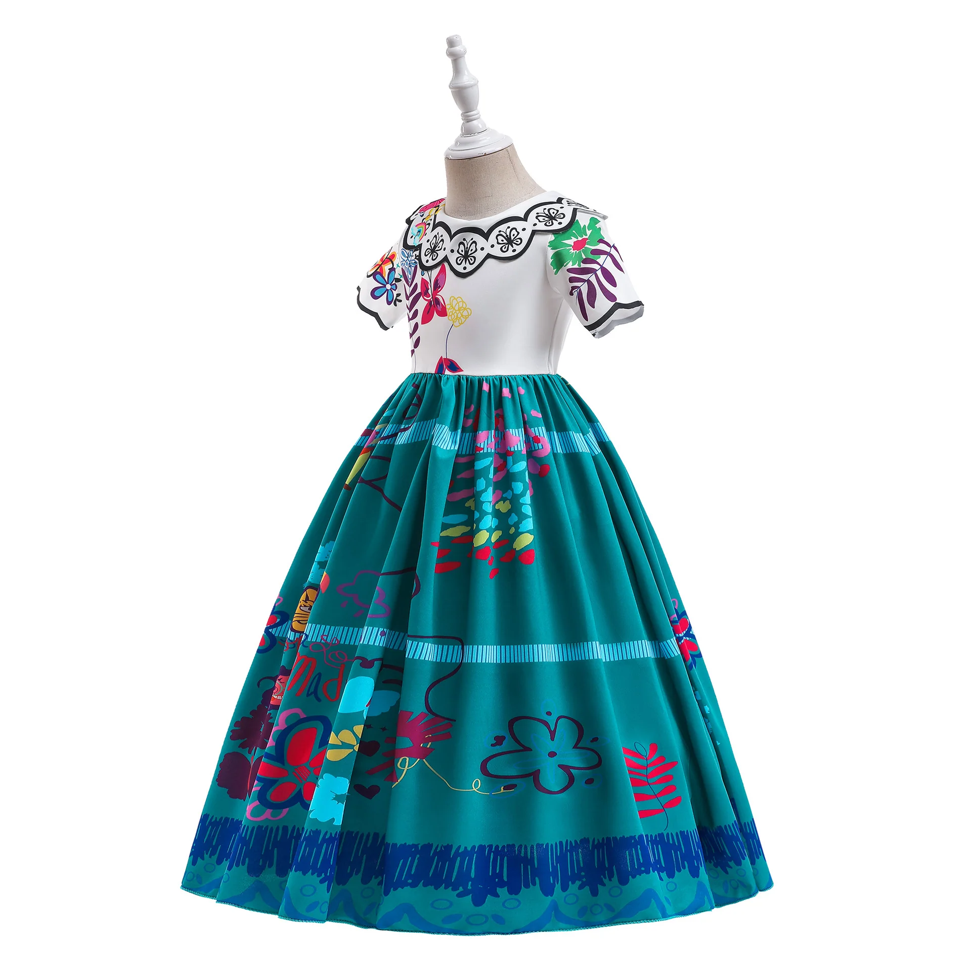Encanto Costume Mirabel Princess Cosplay Floral Printed Girls Birthday Fancy Dress - Image 3