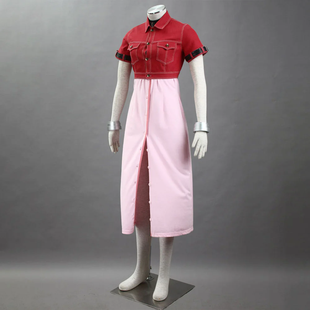 Final Fantasy 7 Costume Aerith Gainsborough Cosplay Suits with Accessories for Women and Kids - Image 3