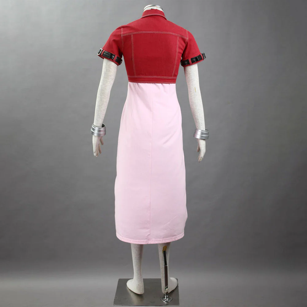 Final Fantasy 7 Costume Aerith Gainsborough Cosplay Suits with Accessories for Women and Kids - Image 4