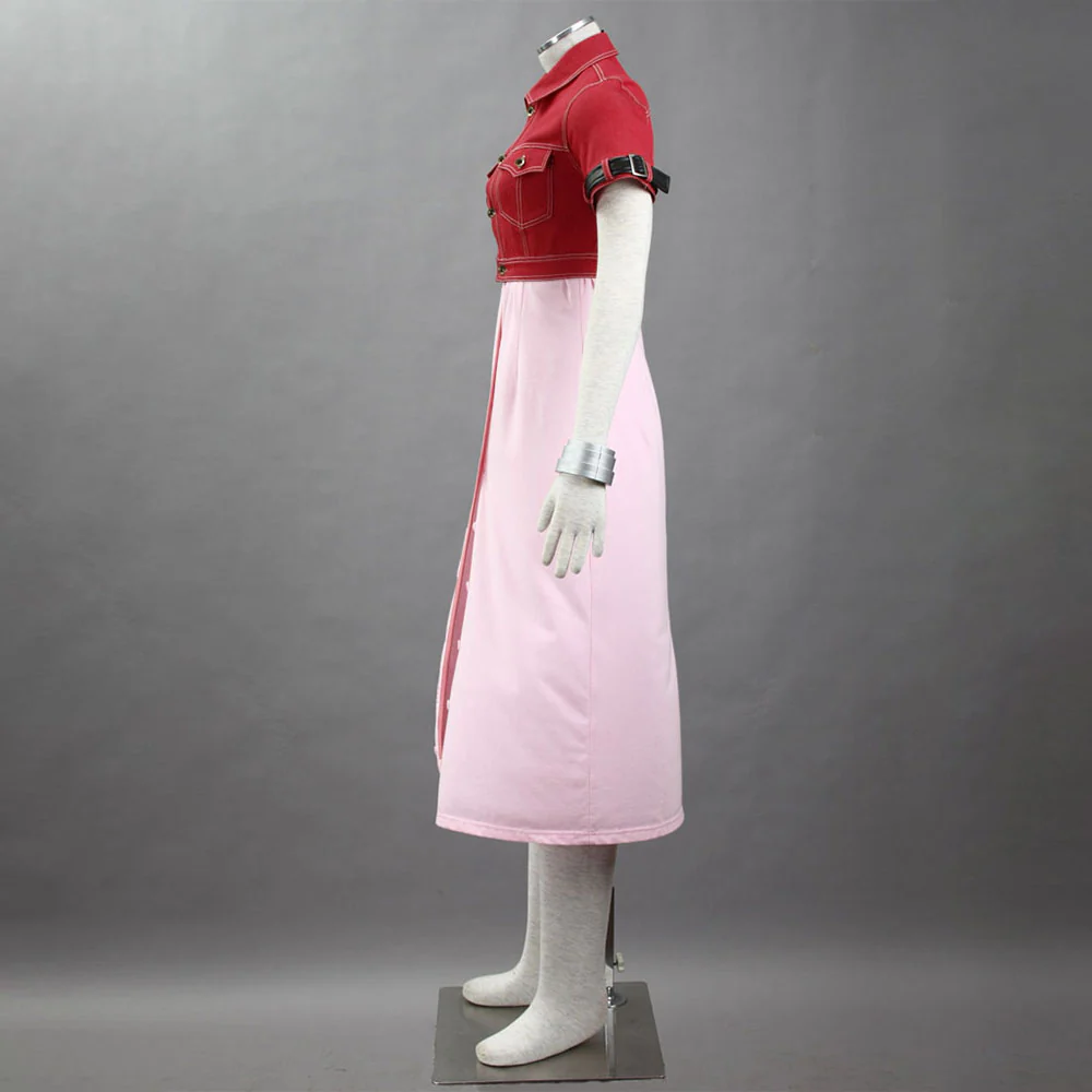 Final Fantasy 7 Costume Aerith Gainsborough Cosplay Suits with Accessories for Women and Kids - Image 5