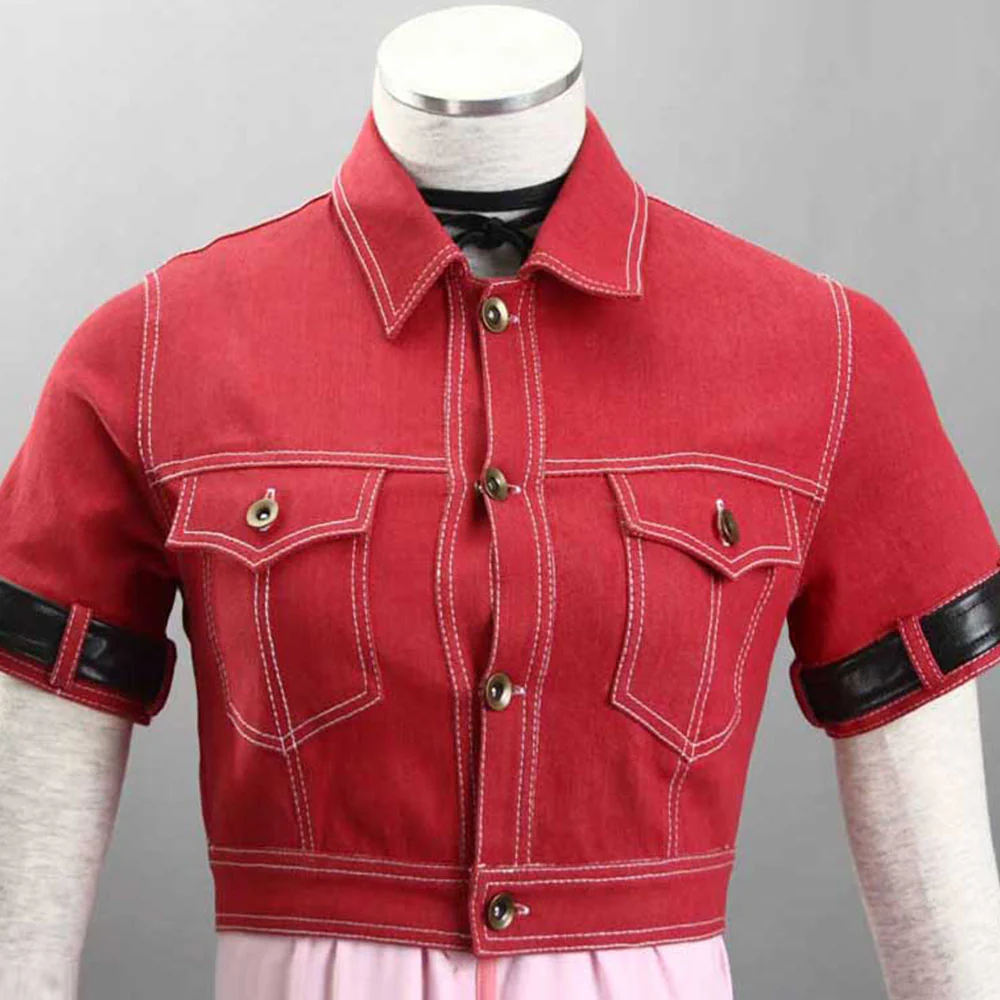 Final Fantasy 7 Costume Aerith Gainsborough Cosplay Suits with Accessories for Women and Kids - Image 6