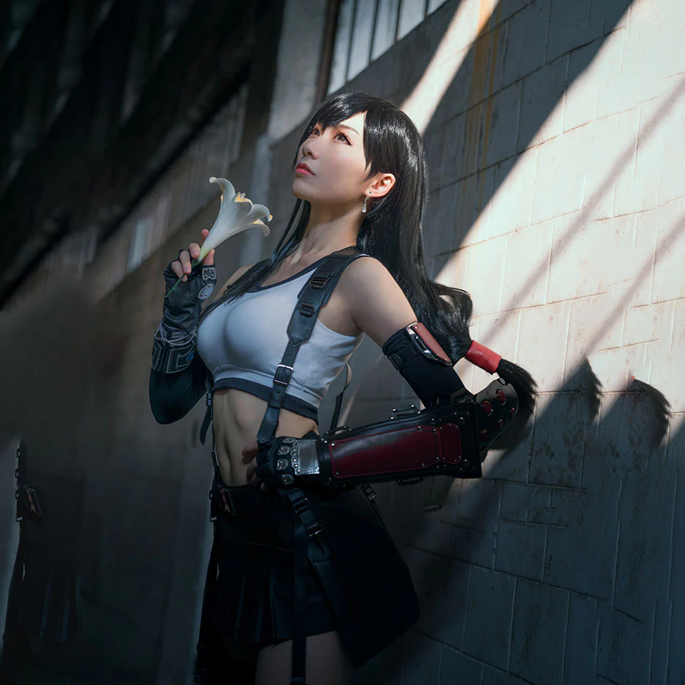 Final Fantasy 7 Costume Tifa Lockhart Cosplay 100% Remastered Full Outfit for Women and Kids - Image 11