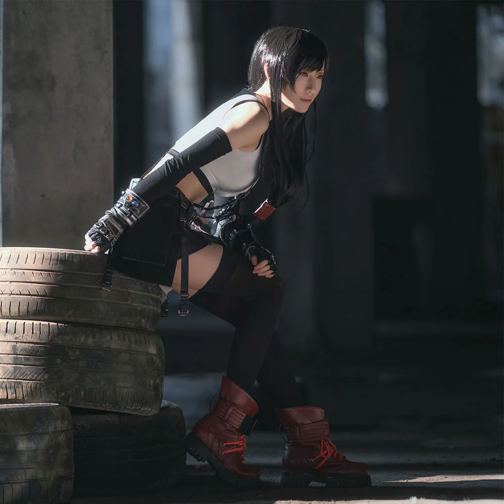 Final Fantasy 7 Costume Tifa Lockhart Cosplay 100% Remastered Full Outfit for Women and Kids - Image 3
