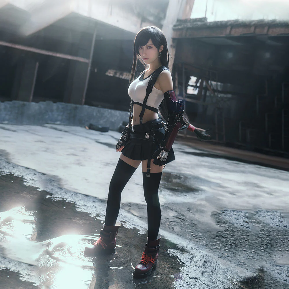 Final Fantasy 7 Costume Tifa Lockhart Cosplay 100% Remastered Full Outfit for Women and Kids - Image 6