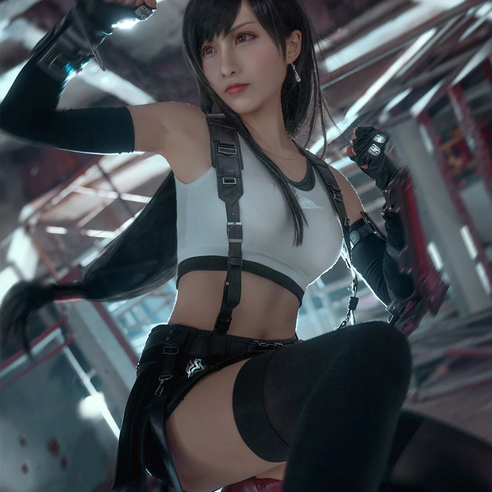 Final Fantasy 7 Costume Tifa Lockhart Cosplay 100% Remastered Full Outfit for Women and Kids - Image 7
