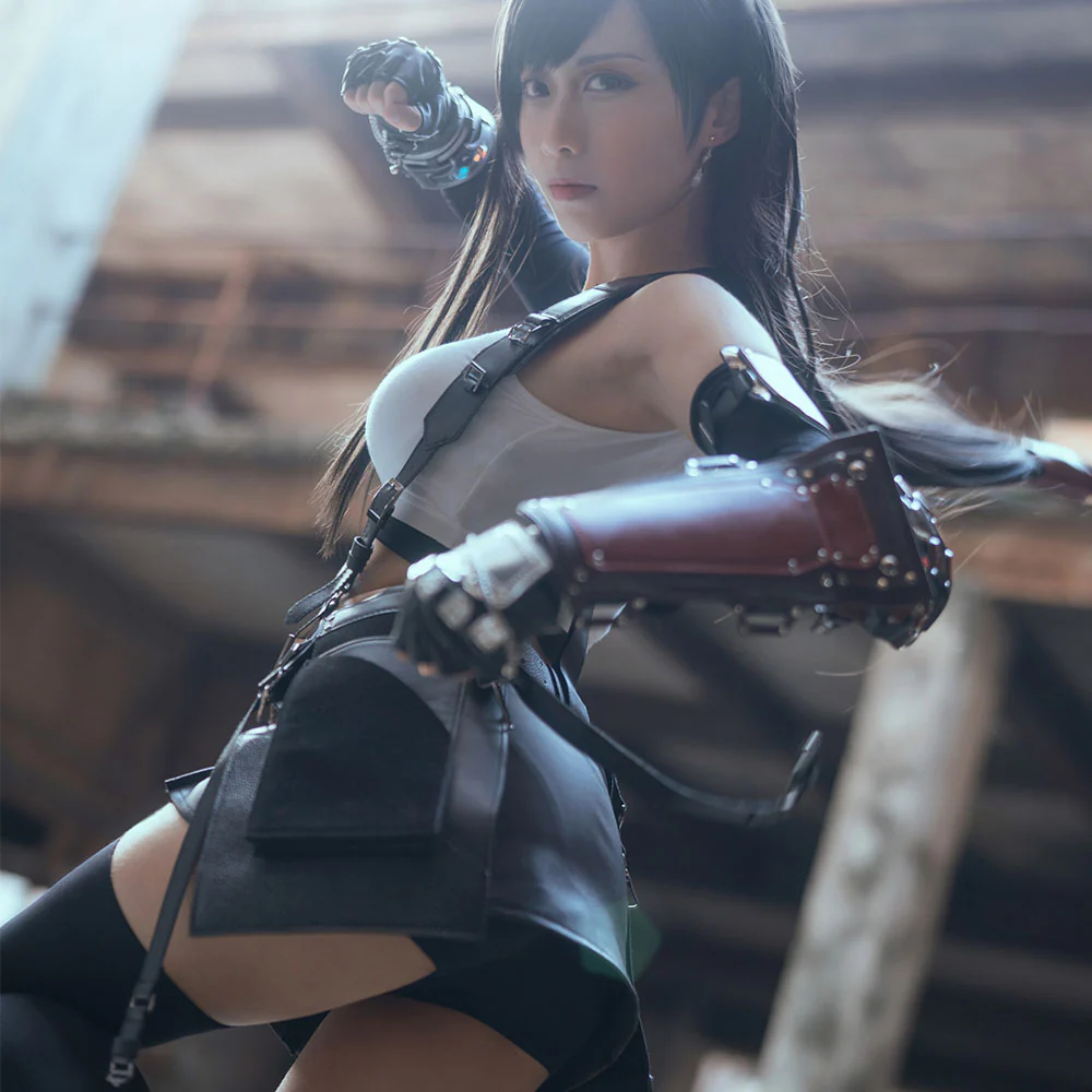 Final Fantasy 7 Costume Tifa Lockhart Cosplay 100% Remastered Full Outfit for Women and Kids - Image 8