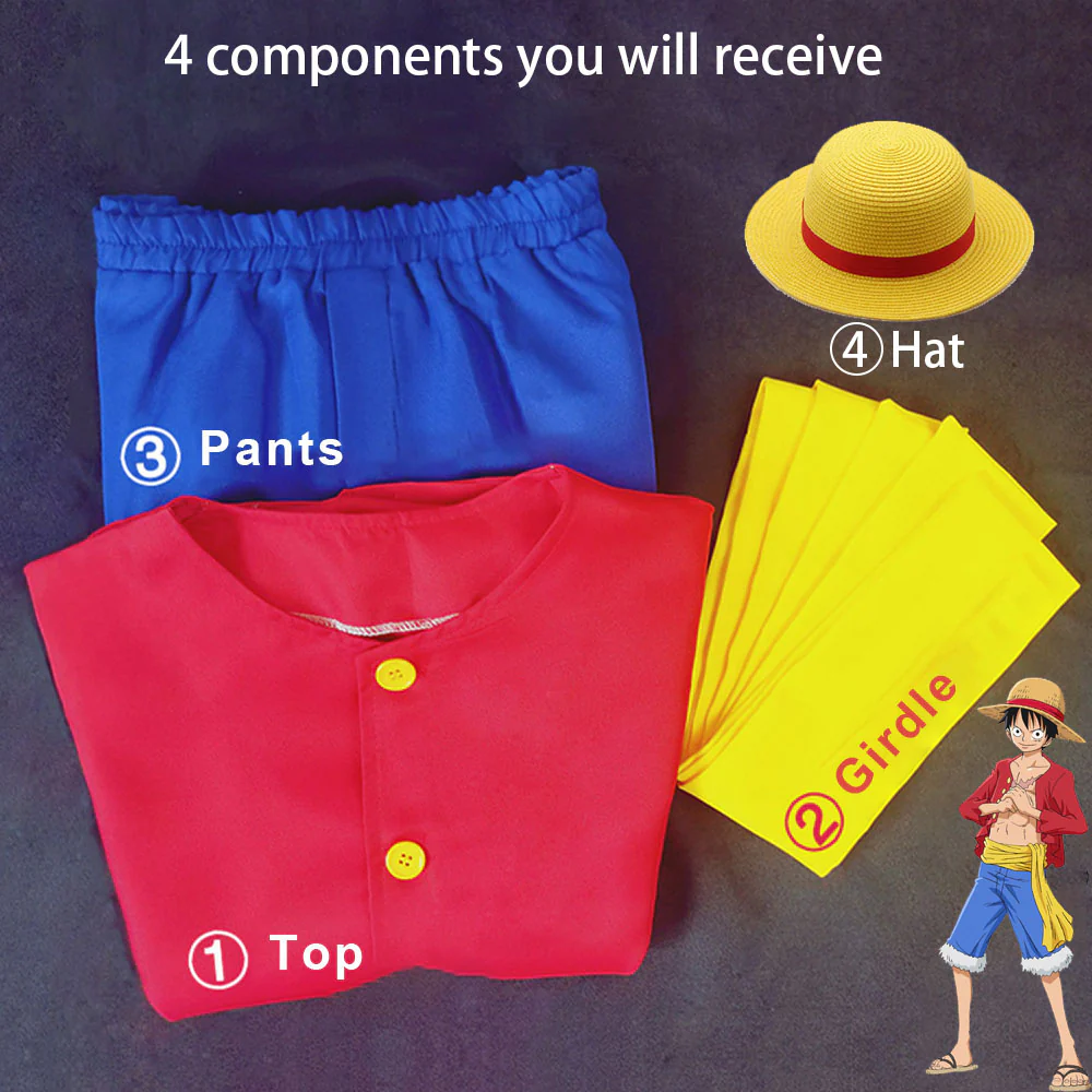 For Mens One Pieces Monkey D Luffy Cosplay Set With Hat - Image 5