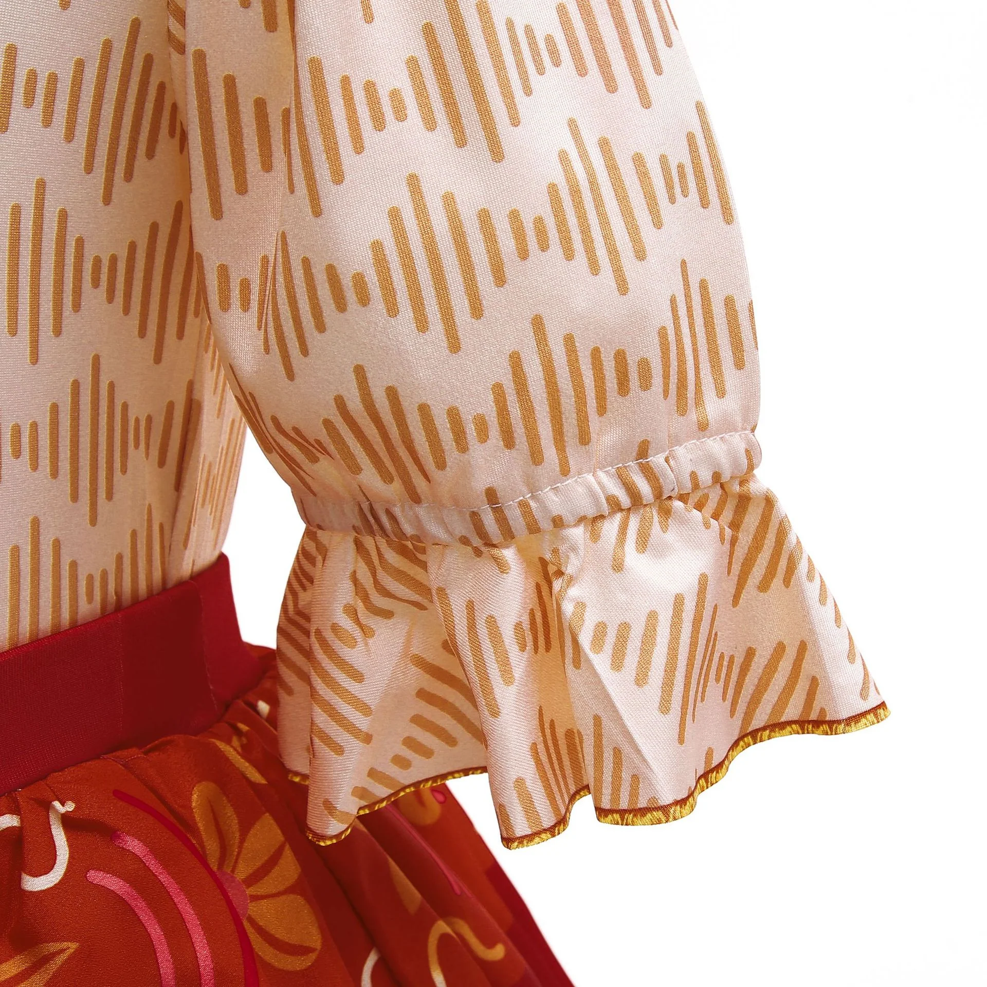 Girls Encanto Costume Dolores Cosplay Short Trumpet Sleeves Orange Dress for Kids - Image 6