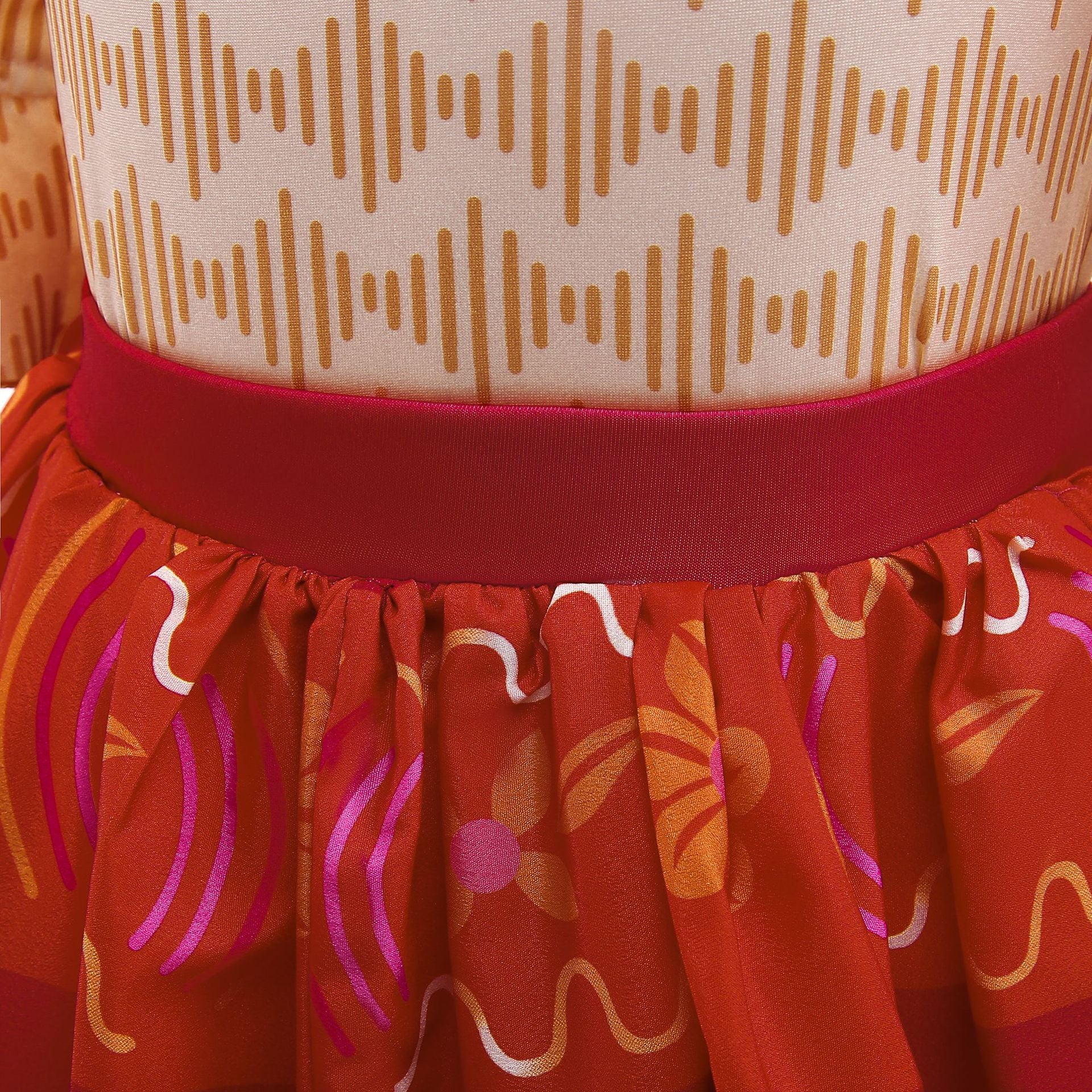 Girls Encanto Costume Dolores Cosplay Short Trumpet Sleeves Orange Dress for Kids - Image 7