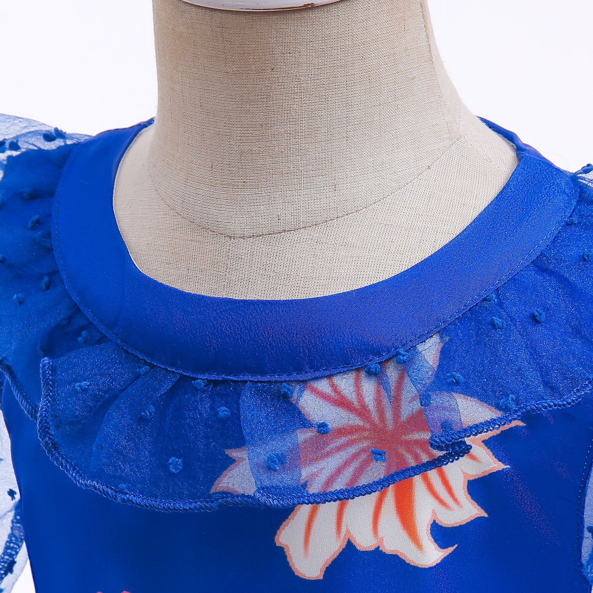 Girls Encanto Costume Isabella Cosplay Translucent Short Sleeves Blue Dress - Image 5