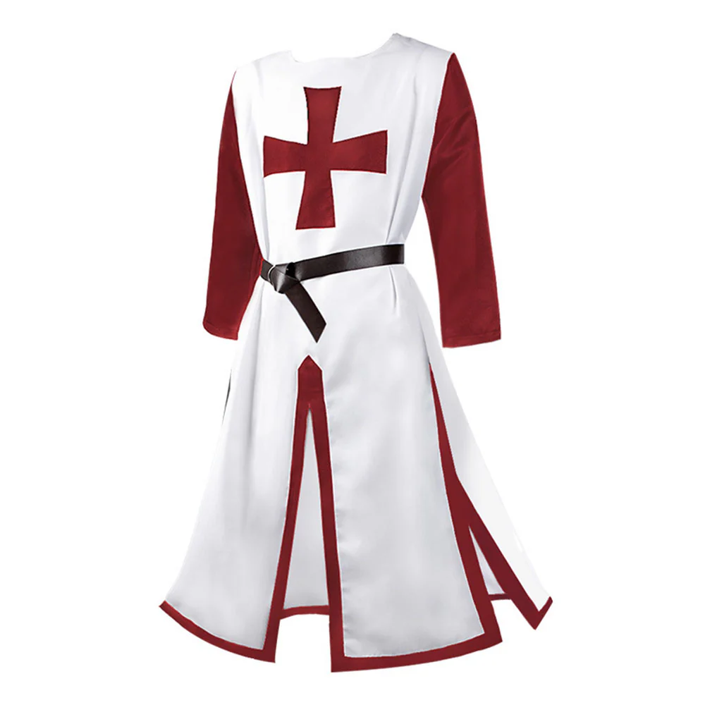 Halloween Costume Coat Middle Age Cross Cosplay Long Coat with Belt for Men - Image 4