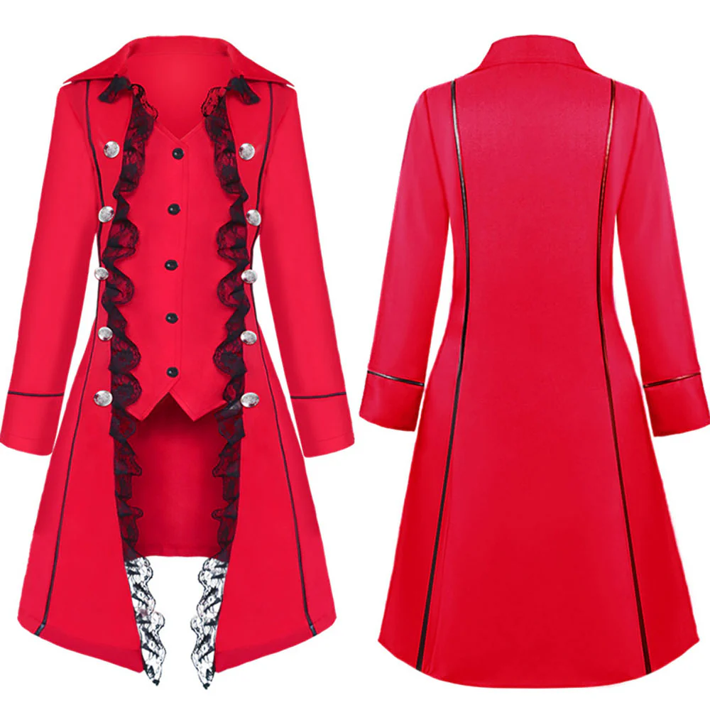 Halloween Costume Coat Middle Age Lace Lace Three-breasted Vintage Unifrom Cosplay for Women - Image 3