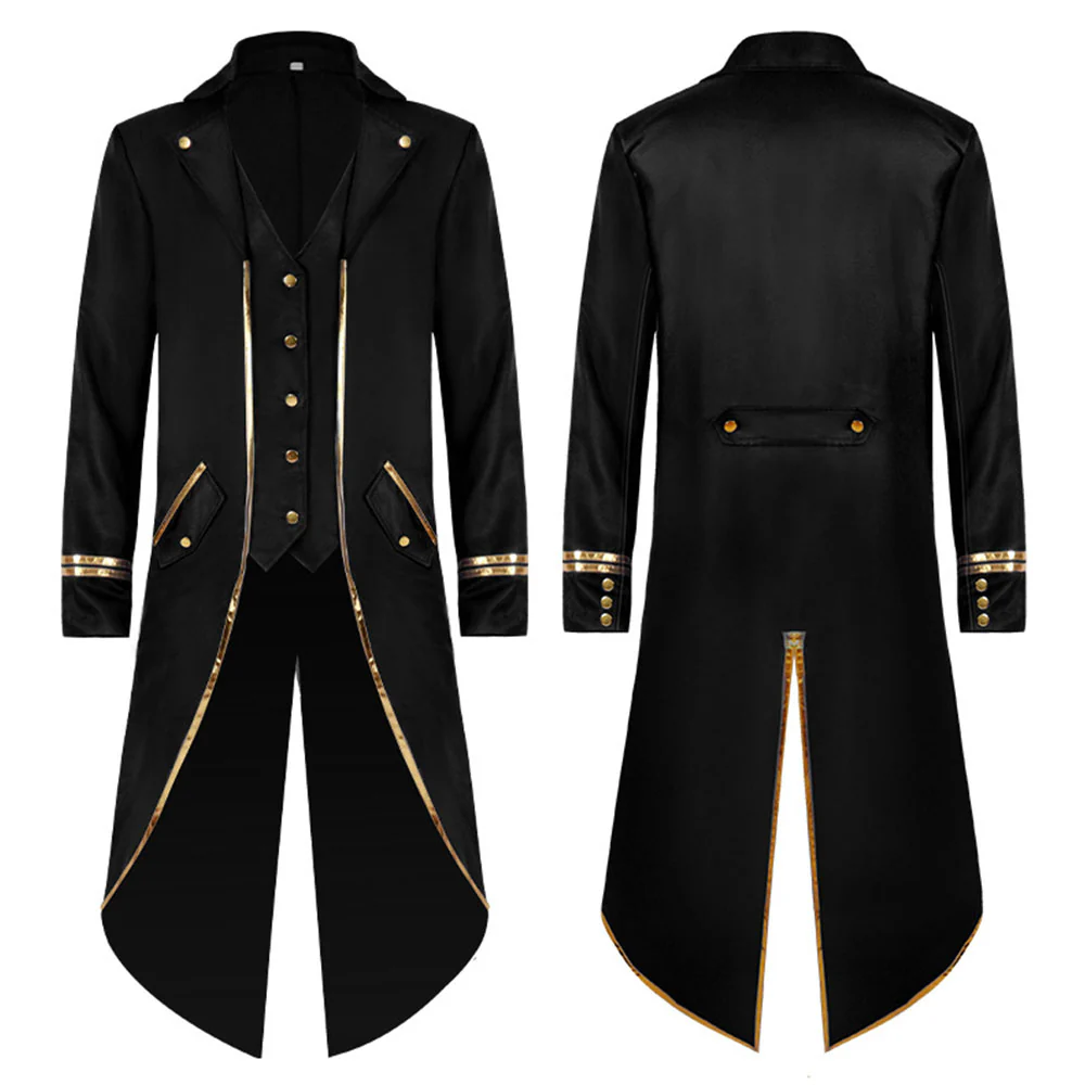 Halloween Costume Coat Middle Age Steampunk Silver Edge Vintage Unifrom Cosplay for Men - Image 2