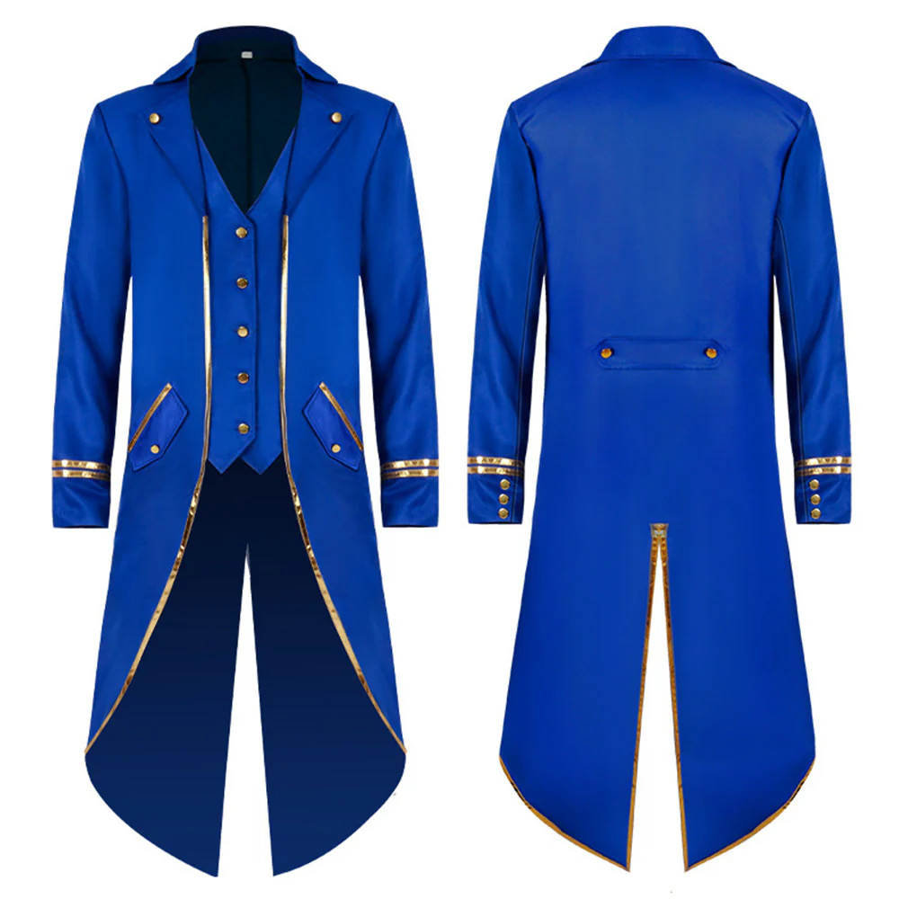 Halloween Costume Coat Middle Age Steampunk Silver Edge Vintage Unifrom Cosplay for Men - Image 4