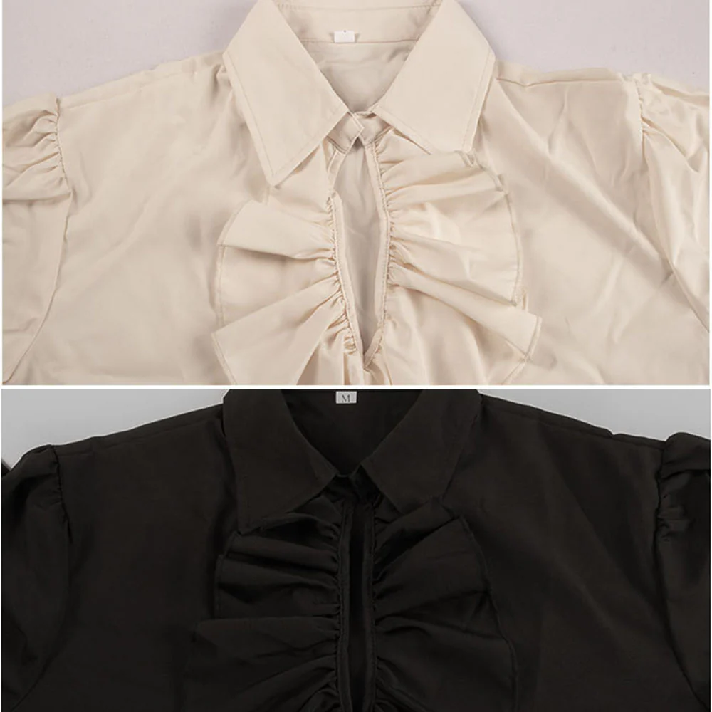 Halloween Costume Shirt Renaissance Victoria Steampunk Vintage Ruffles Shirt for Women - Image 11