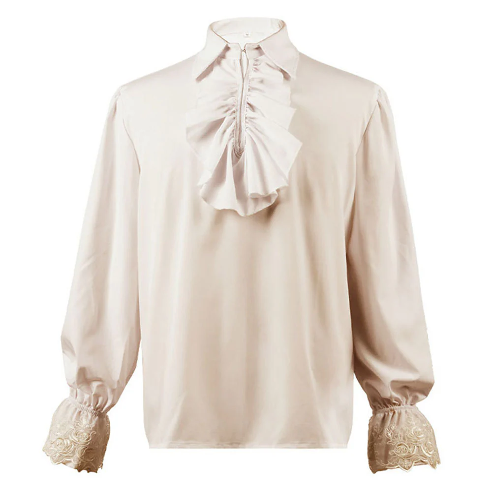 Halloween Costume Shirt Renaissance Victoria Steampunk Vintage Ruffles Shirt for Women - Image 5