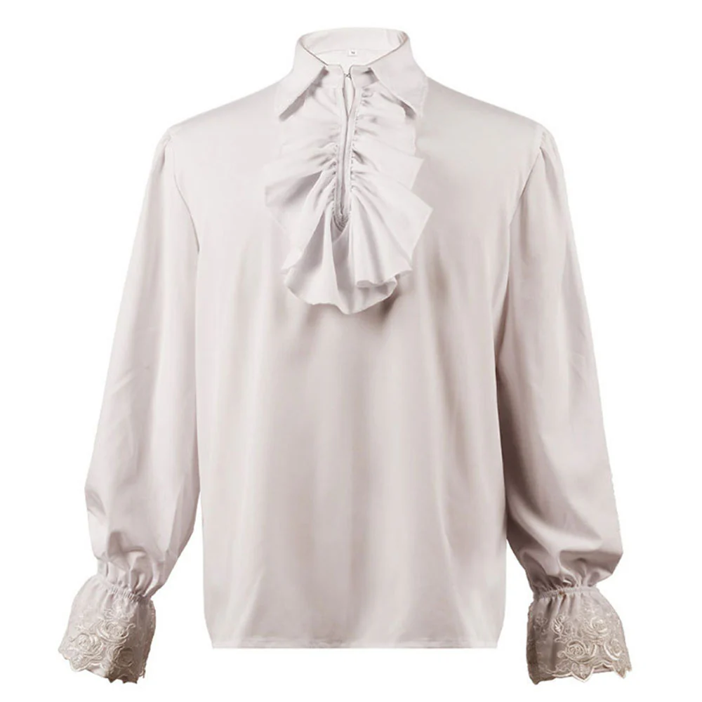 Halloween Costume Shirt Renaissance Victoria Steampunk Vintage Ruffles Shirt for Women - Image 8