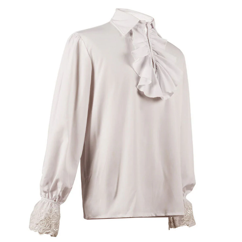 Halloween Costume Shirt Renaissance Victoria Steampunk Vintage Ruffles Shirt for Women - Image 9