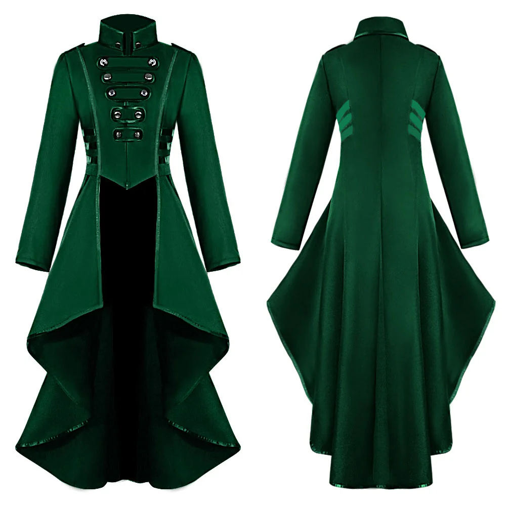 Halloween Costume Tailcoat Middle Age High-Low Vintage Long Tailcoat Cosplay for Women - Image 3
