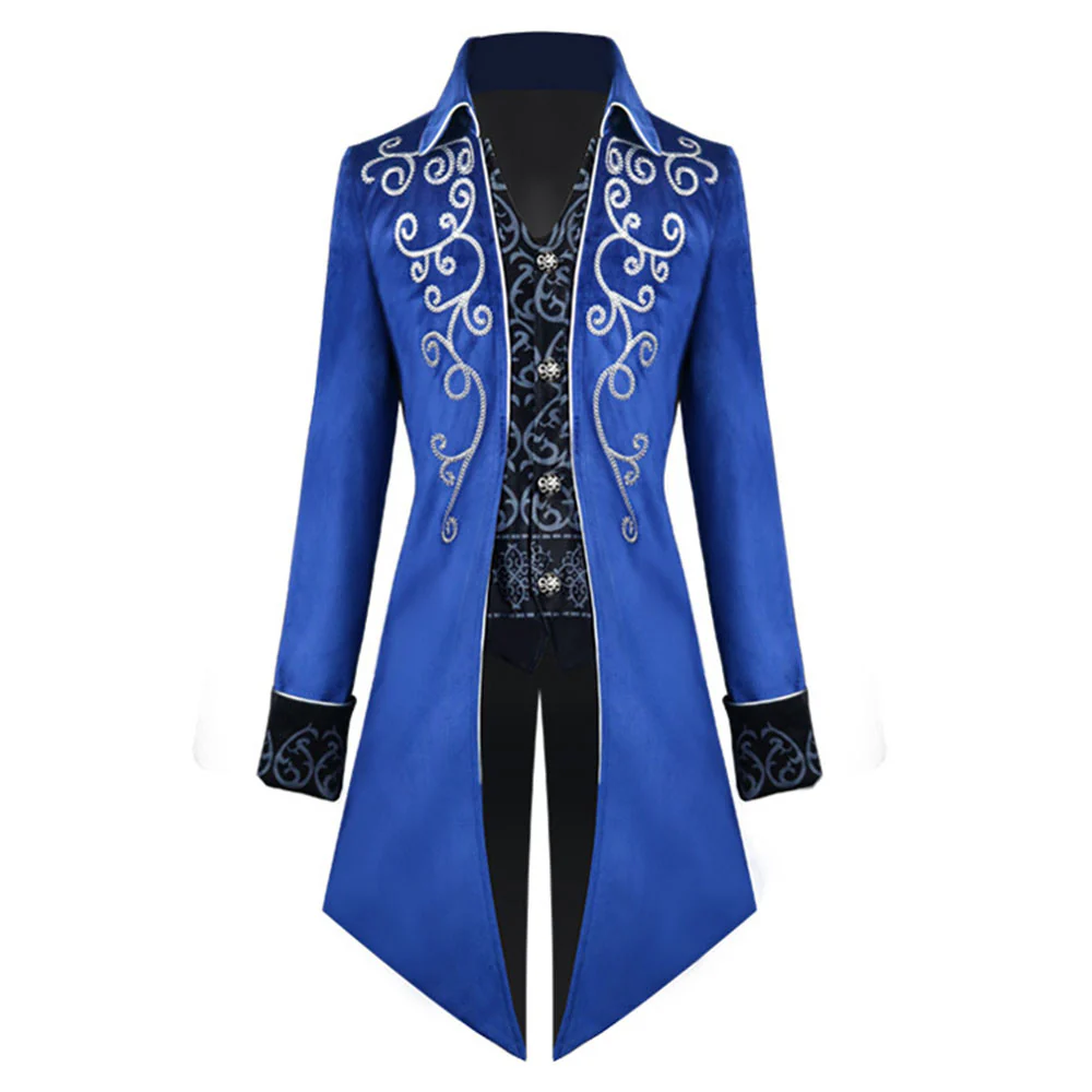 Halloween Costume Tailcoat Middle Century Silver Edge Vintage Unifrom Cosplay for Men - Image 7
