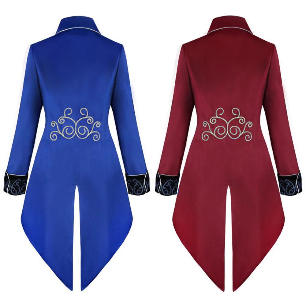 Halloween Costume Tailcoat Middle Century Silver Edge Vintage Unifrom Cosplay for Men - Image 8