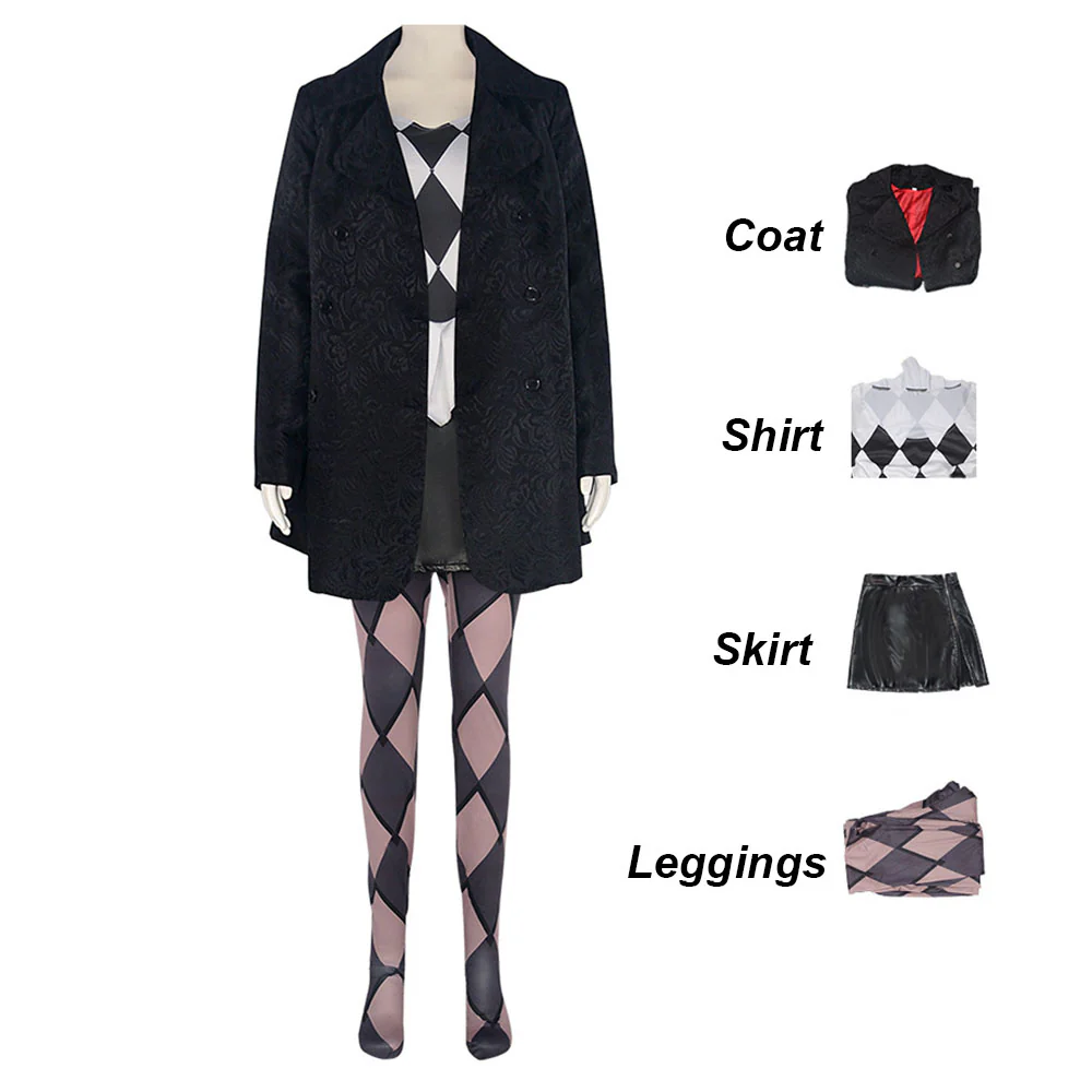 Joker 2 Folie à Deux Costumes Harley Quinn Cosplay Black full Outfits for Women - Image 5