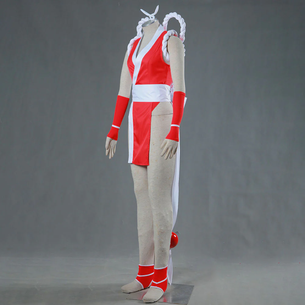 King of Fighters Costume Mai Shiranui Red Suit Cosplay full Outfit for Women and Kids - Image 3