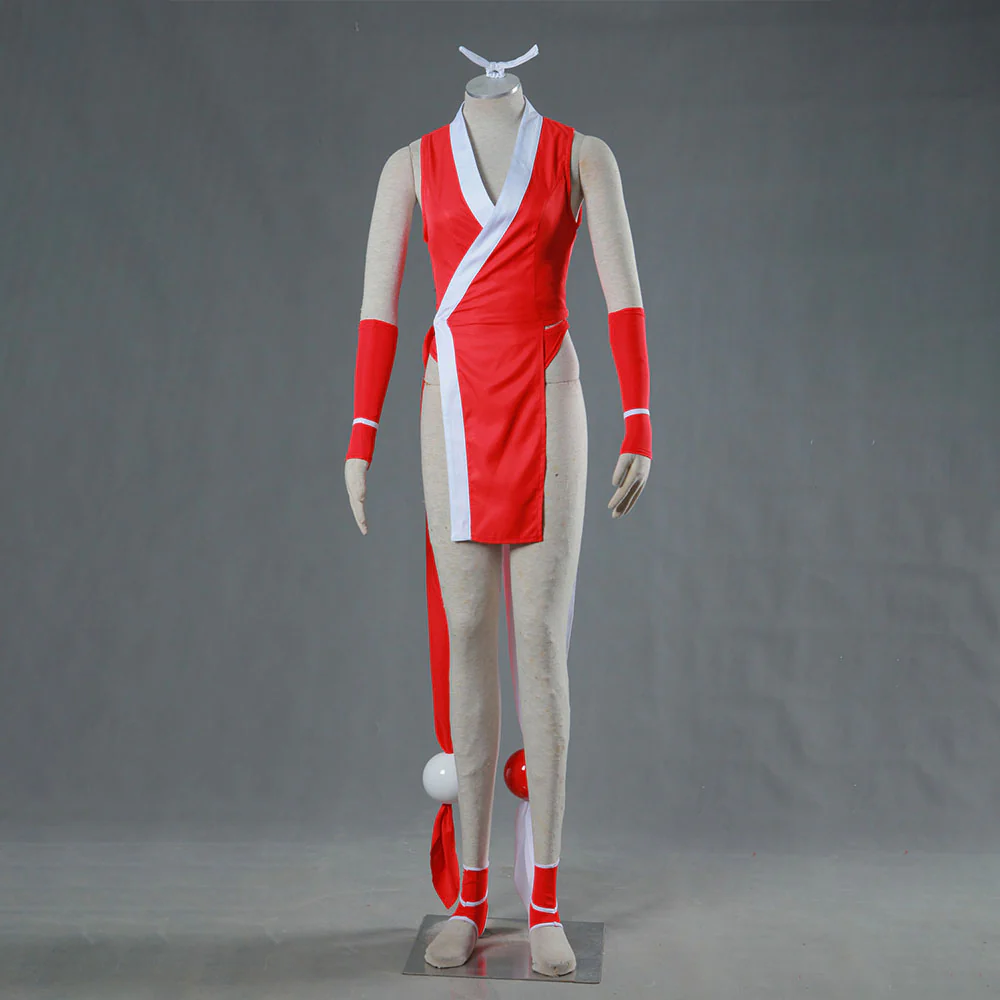 King of Fighters Costume Mai Shiranui Red Suit Cosplay full Outfit for Women and Kids - Image 6