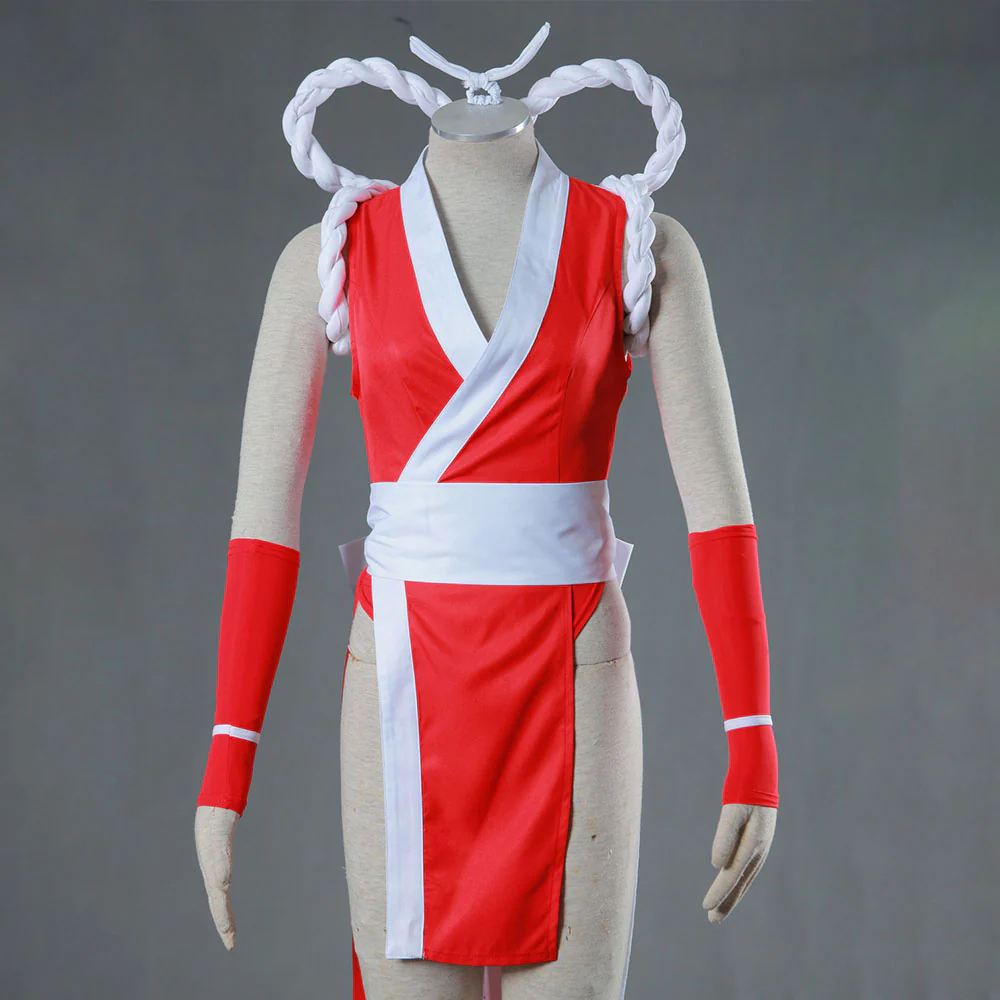 King of Fighters Costume Mai Shiranui Red Suit Cosplay full Outfit for Women and Kids - Image 7