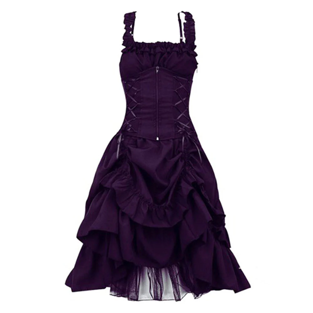 Lolita Cosplay Dress Gothic Style High Low Length Corset Lace Oversize Dress for Women - Image 3