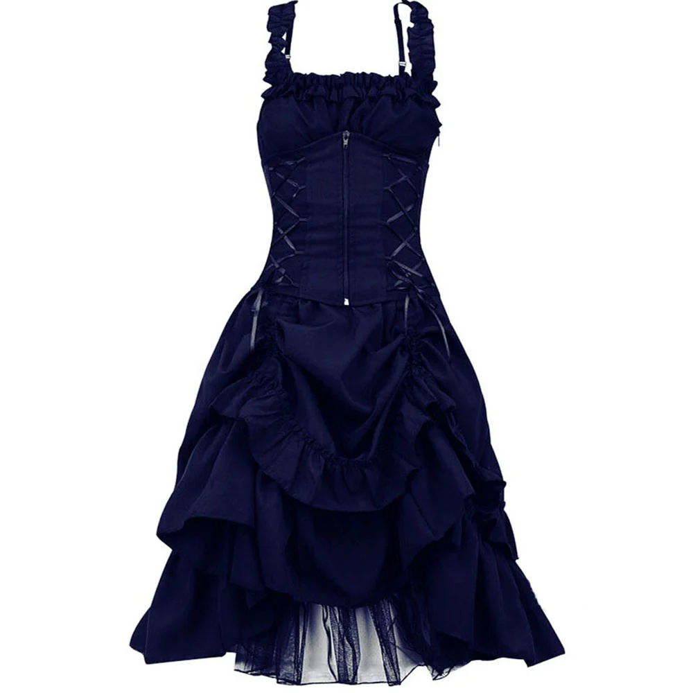 Lolita Cosplay Dress Gothic Style High Low Length Corset Lace Oversize Dress for Women - Image 4