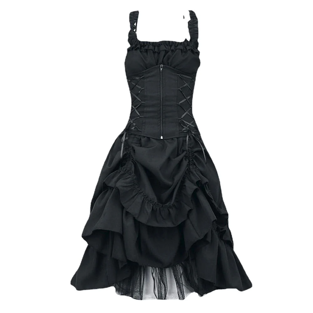 Lolita Cosplay Dress Gothic Style High Low Length Corset Lace Oversize Dress for Women - Image 6