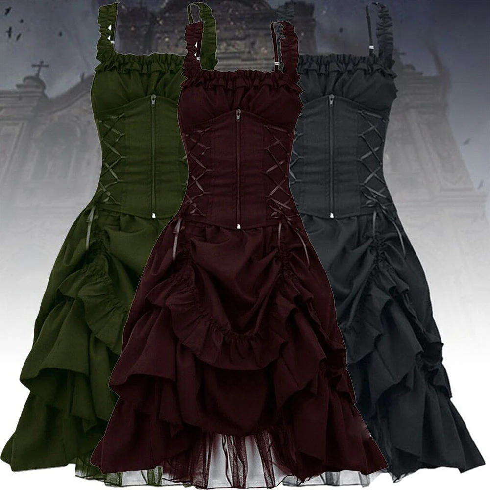 Lolita Cosplay Dress Gothic Style High Low Length Corset Lace Oversize Dress for Women - Image 8