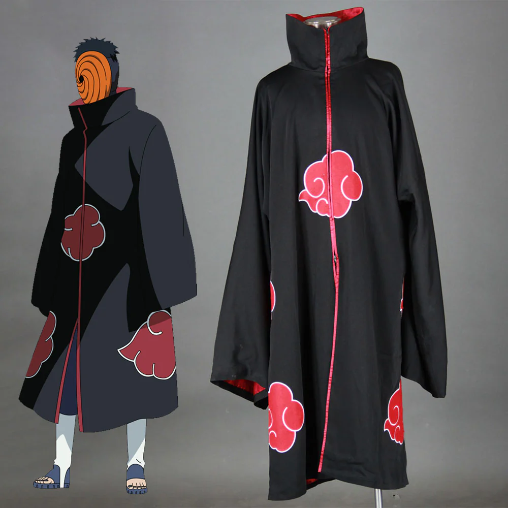 Men and Kids Naruto Shippuden Costume Akatsuki Embroidered Cloak Itachi Obito Cosplay Robe